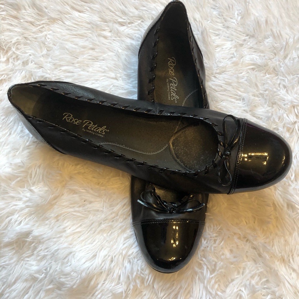 Rose Petals by Walking Cradles Black Bow Tie flats - Picture 2 of 7